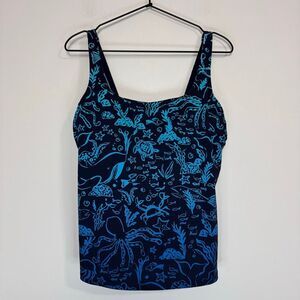 Lands End Oceanic Print Square Neck Tankini Top 12